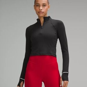 Lululemon It's Rulu Ribbed Cropped Half Zip (black, sz 4)